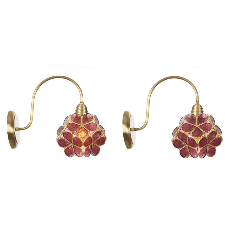 European Tiffany Vintage Brass Glass Sconce — Purple / 110V-120V For US/CA