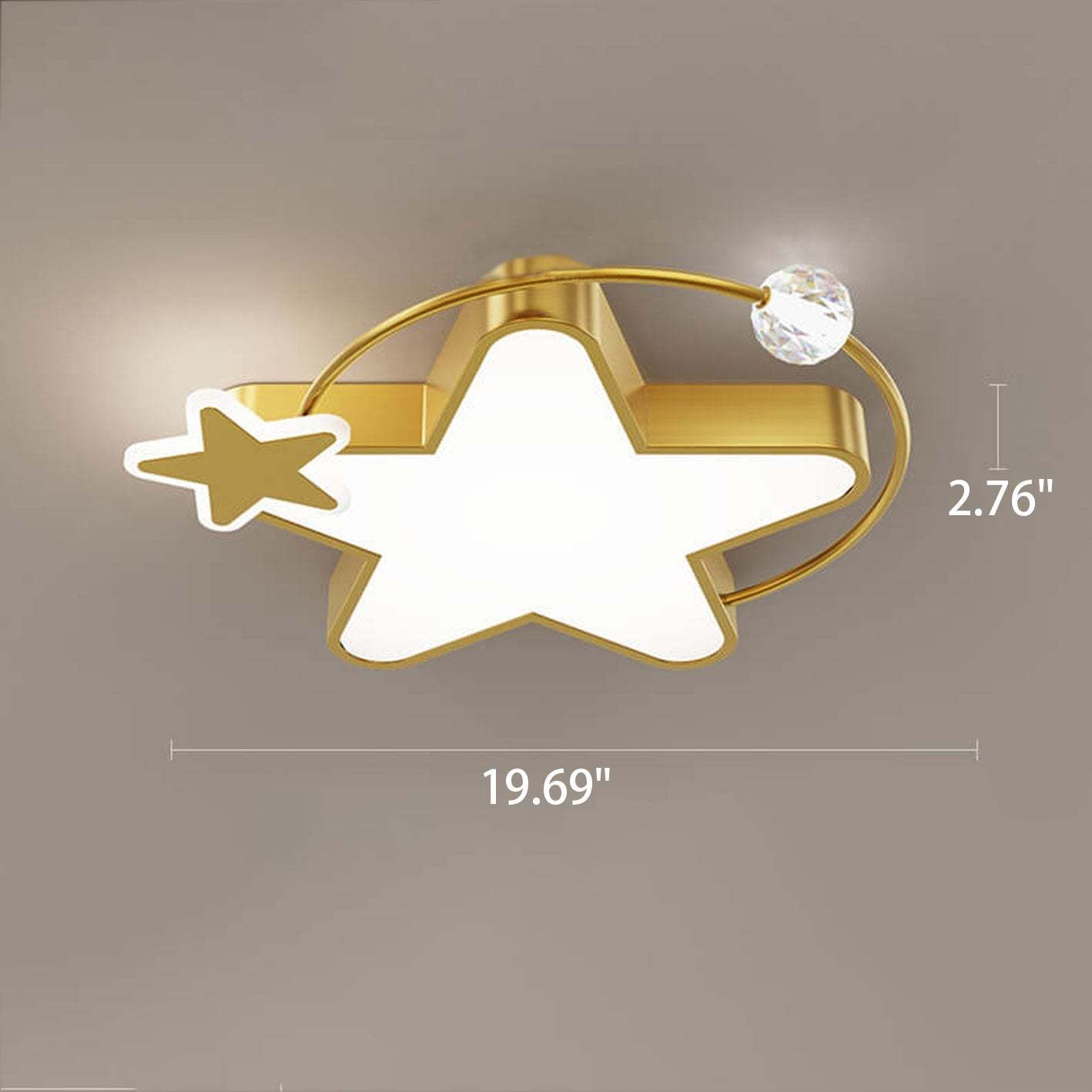 Nordic Star Moon Copper Crystal LED Flush Mount Light — Moon - 40W / Black / 110V-120V For US/CA