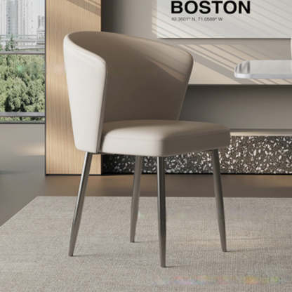 Upholstered Leather Steel Dining Chair