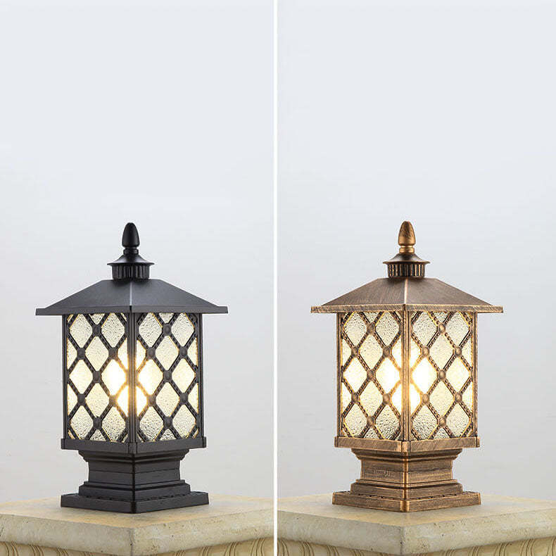Chinese Frosted Aluminum Cage Post Landscape Light