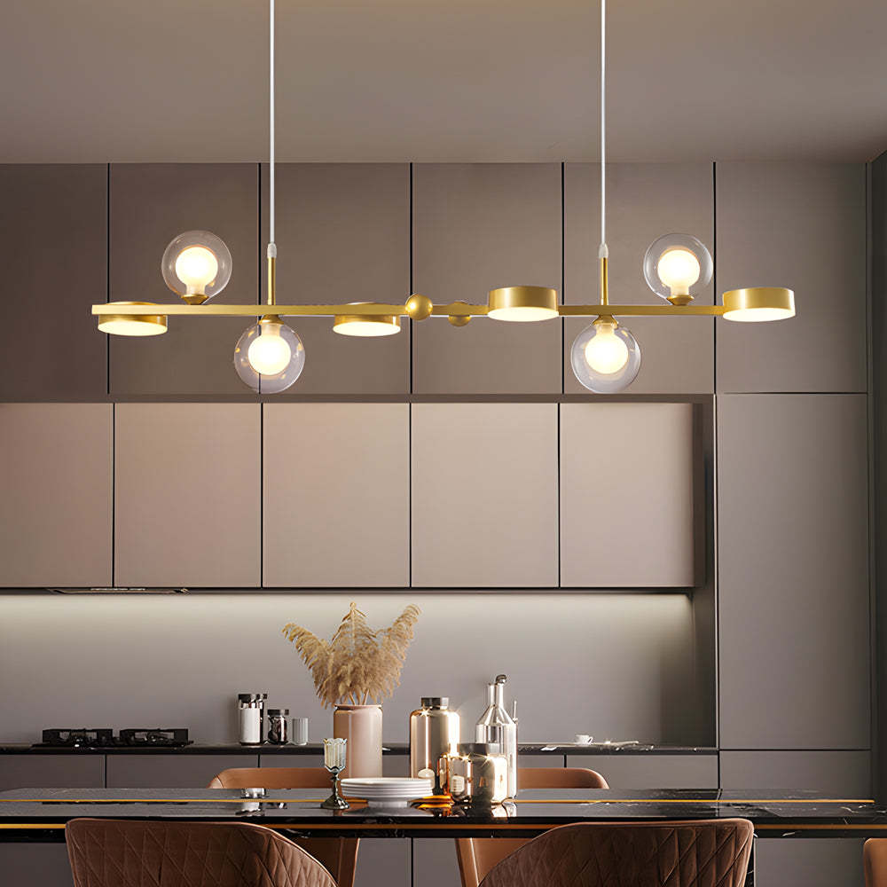 Dimmable Glass Ball LED Long Dining Chandelier