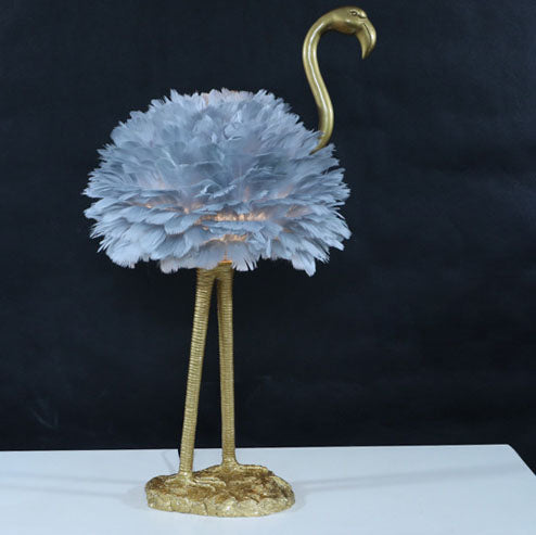 Nordic Goose Feather Metal Flamingo Ball Table Lamp