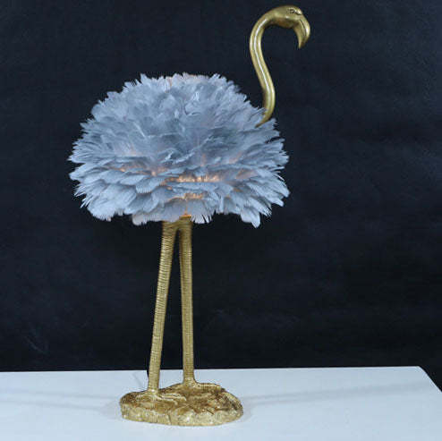 Nordic Goose Feather Metal Flamingo Ball Table Lamp