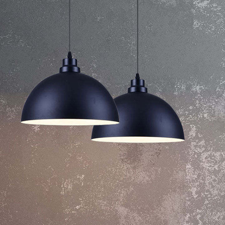 Industrial Iron Dome Pot Lid Pendant Light