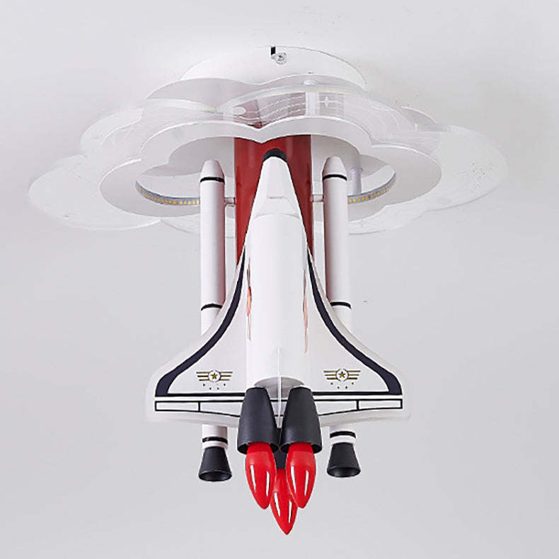 Iron Cartoon Aerospace Rocket Acrylic LED Kids Flush Light