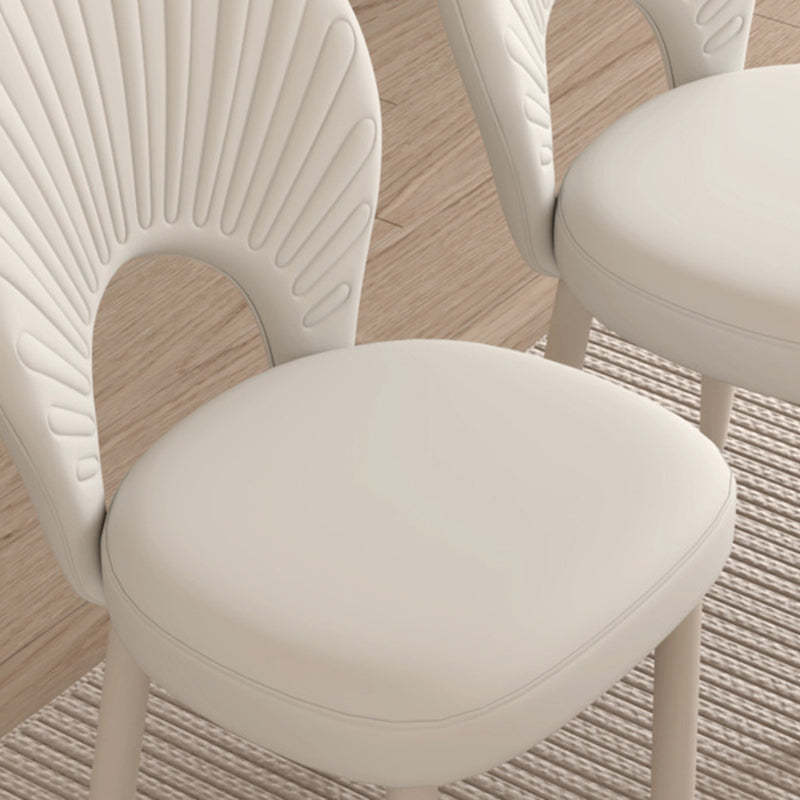 Minimalist Half-Round PU Leather Iron Dining Chair