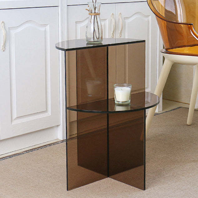 Scandinavian Acrylic Semicircle 2-Tier End Table