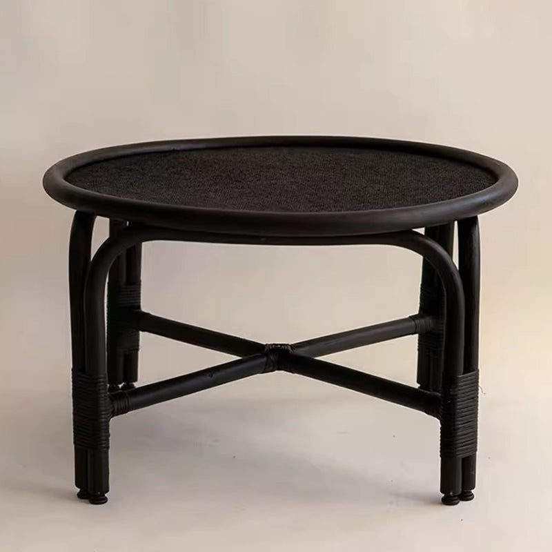 Nordic Round Rattan Coffee Table — Black