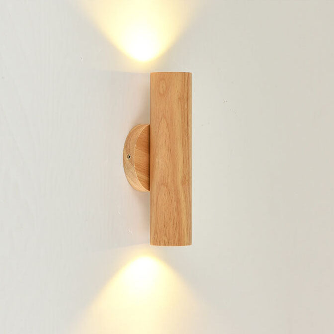 Modern Warm Solid Wood Double Head LED Sconce