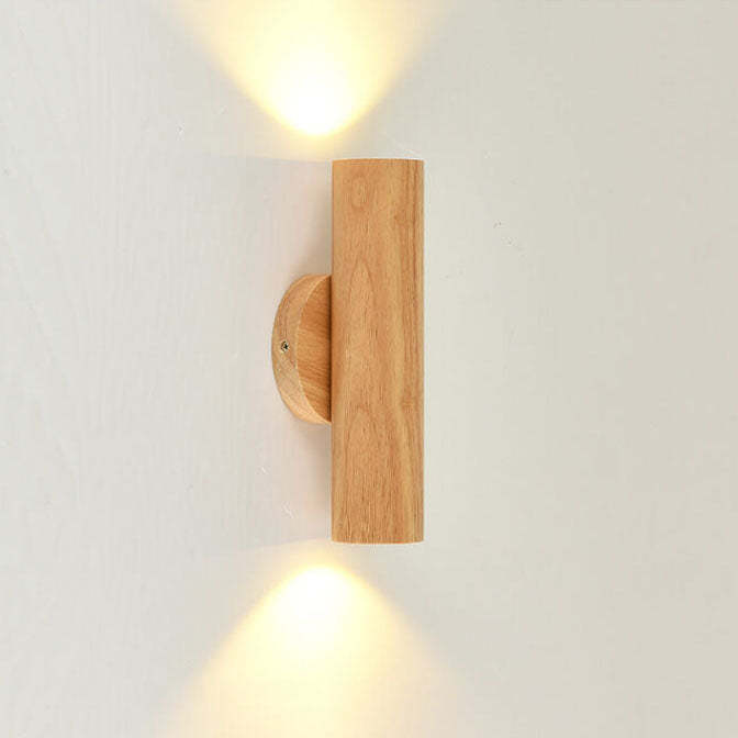 Modern Warm Solid Wood Double Head LED Sconce