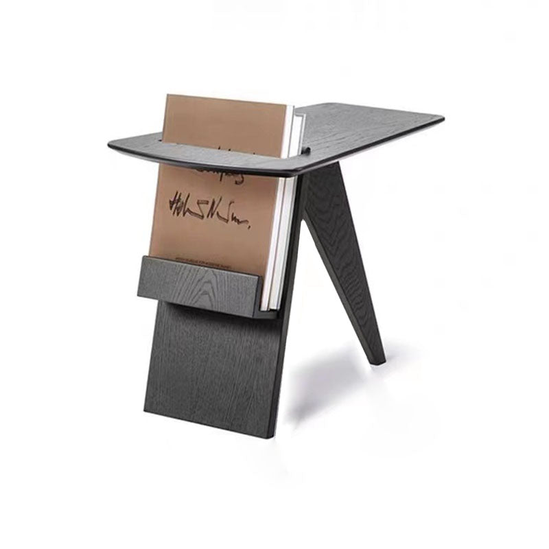 Minimalist Triangle Wood 1-Shelf Side Table