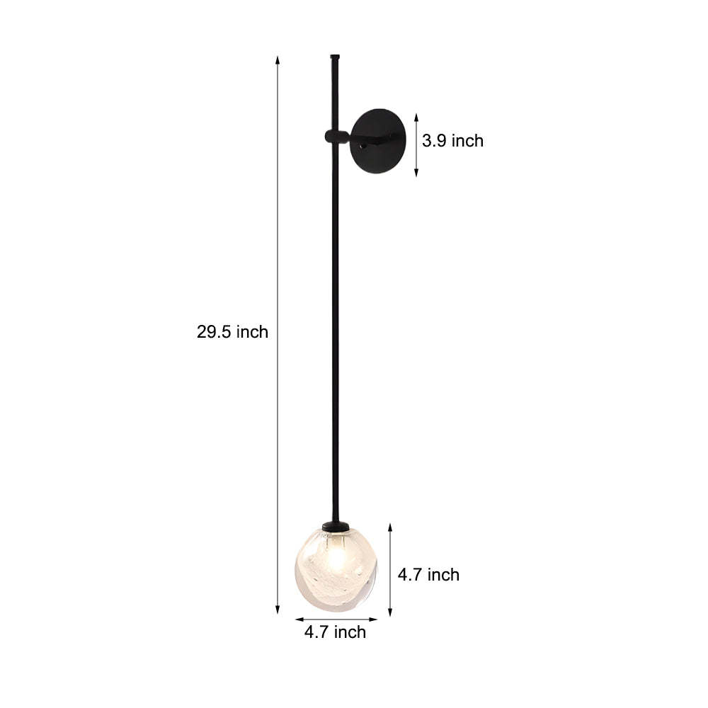 1-Light Glass Bubble Globe Slim Wall Light-Lighom