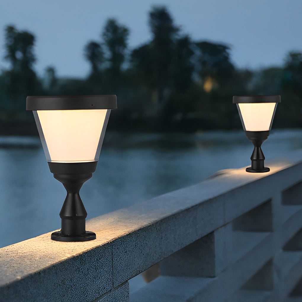 Black LED Modern Solar Fence Post Cap Light