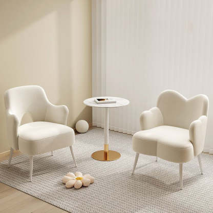 Minimalist Curved Wood Metal Accent Chair — Gold Legs - Yellow