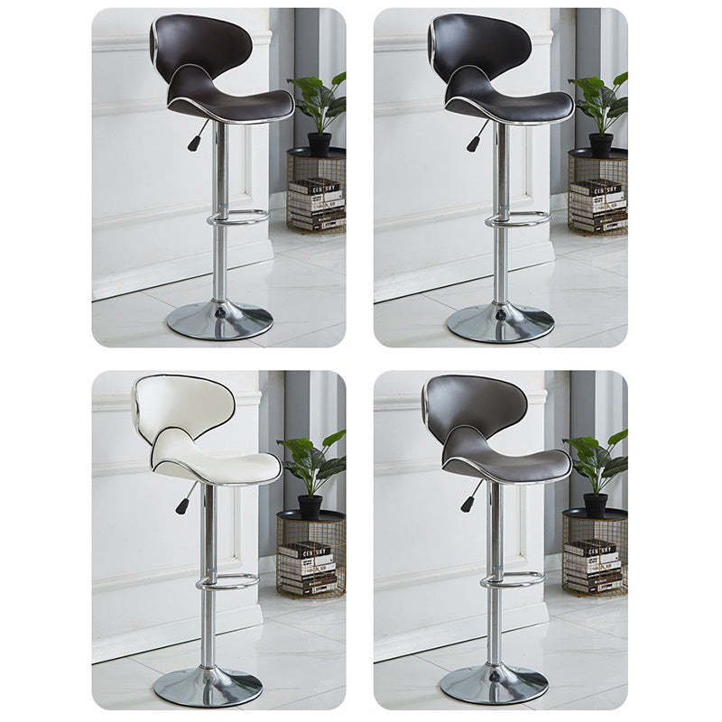 Industrial Curved PU Leather Swivel Bar Stool Wingback