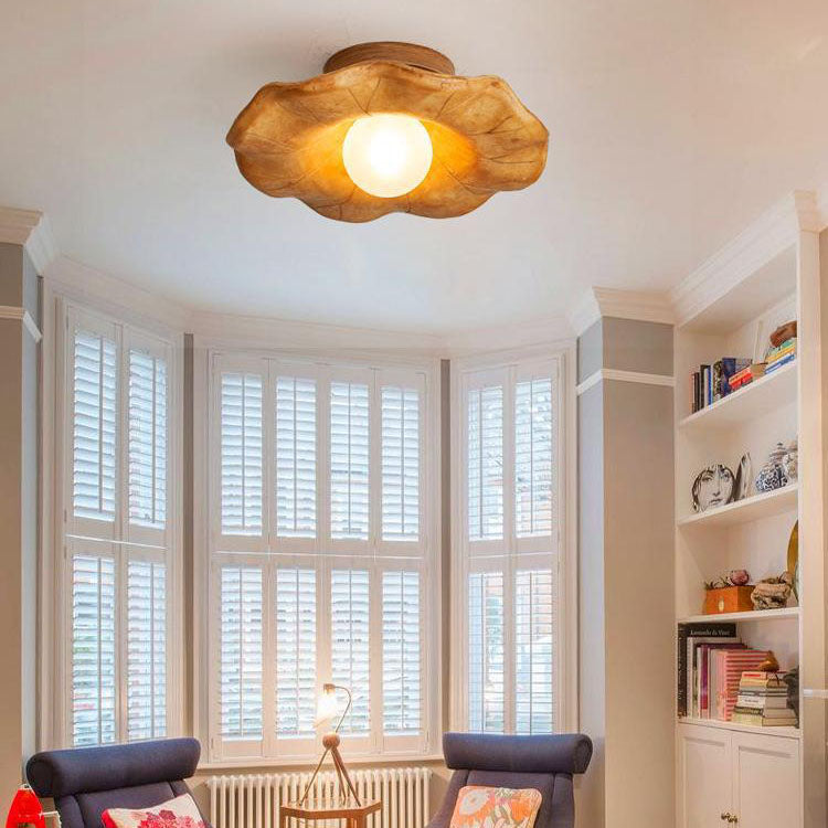 Japanese Wabi-Sabi Lotus Leaf Resin Ceiling Light