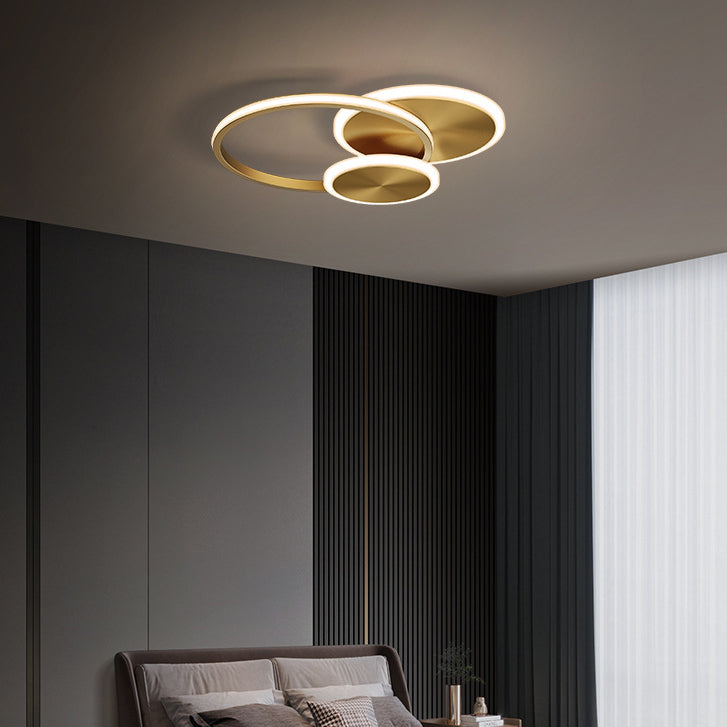 Minimalist Triple Circle Copper Acrylic LED Flush Light