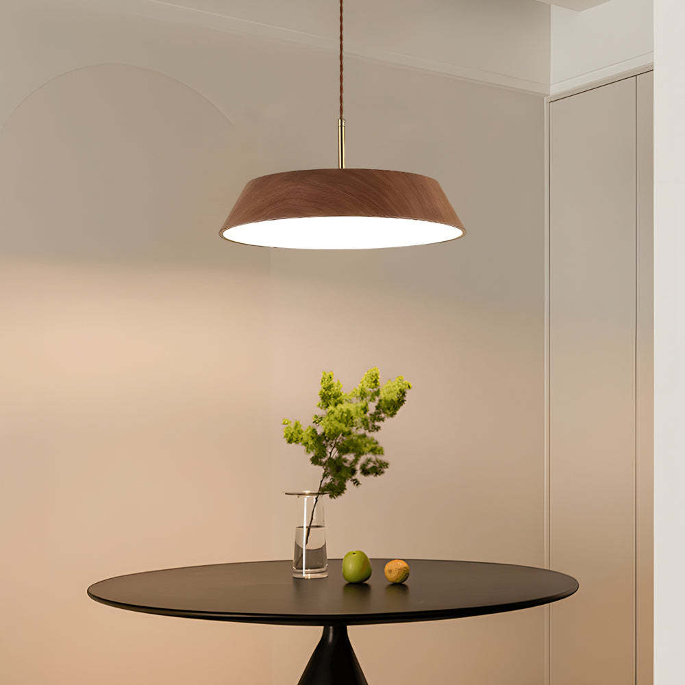 Round Wood Japanese LED Pendant Light