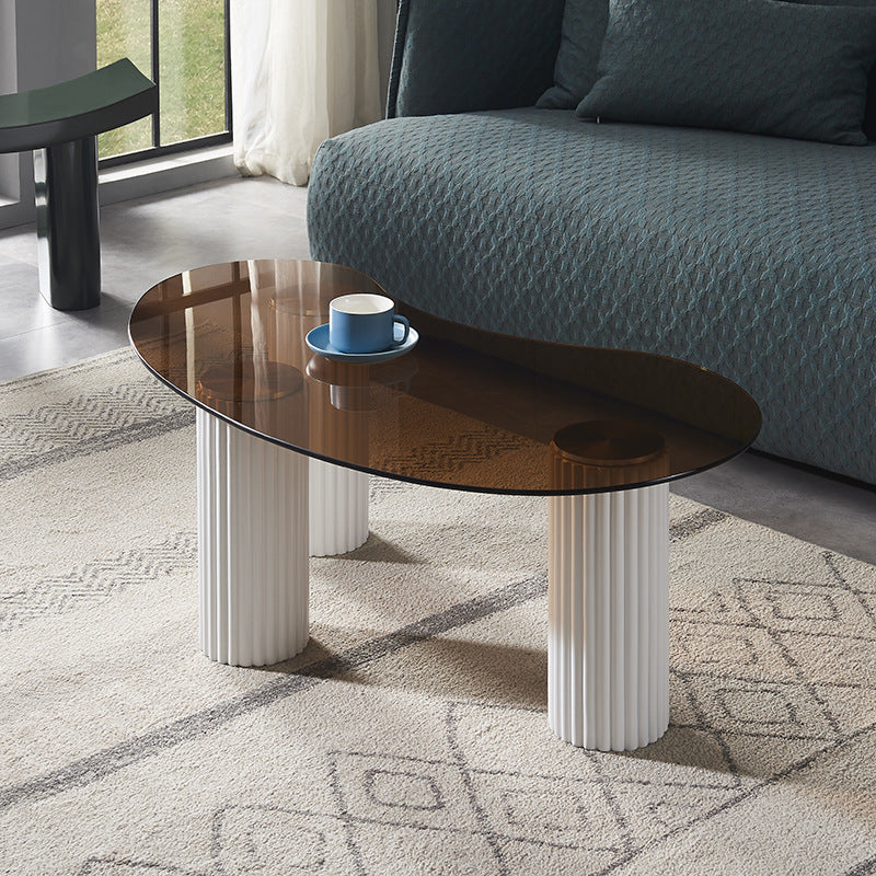 Scandinavian Arch Teardrop Tempered Glass Coffee Table