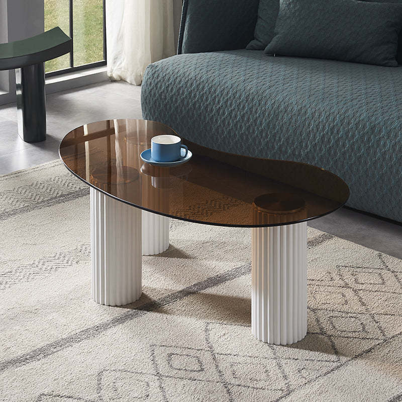 Scandinavian Arch Teardrop Tempered Glass Coffee Table