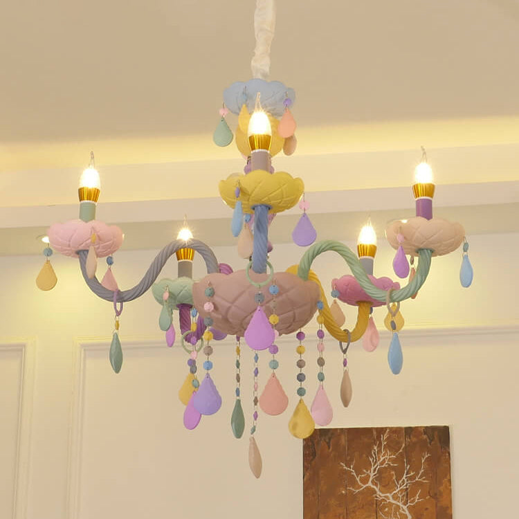 Modern kids princess chandeliers in glass — 5-Light / 220V-240V (UK/AU