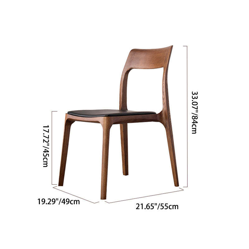 Chinese Wood Leather Four-Leg Dining Chair