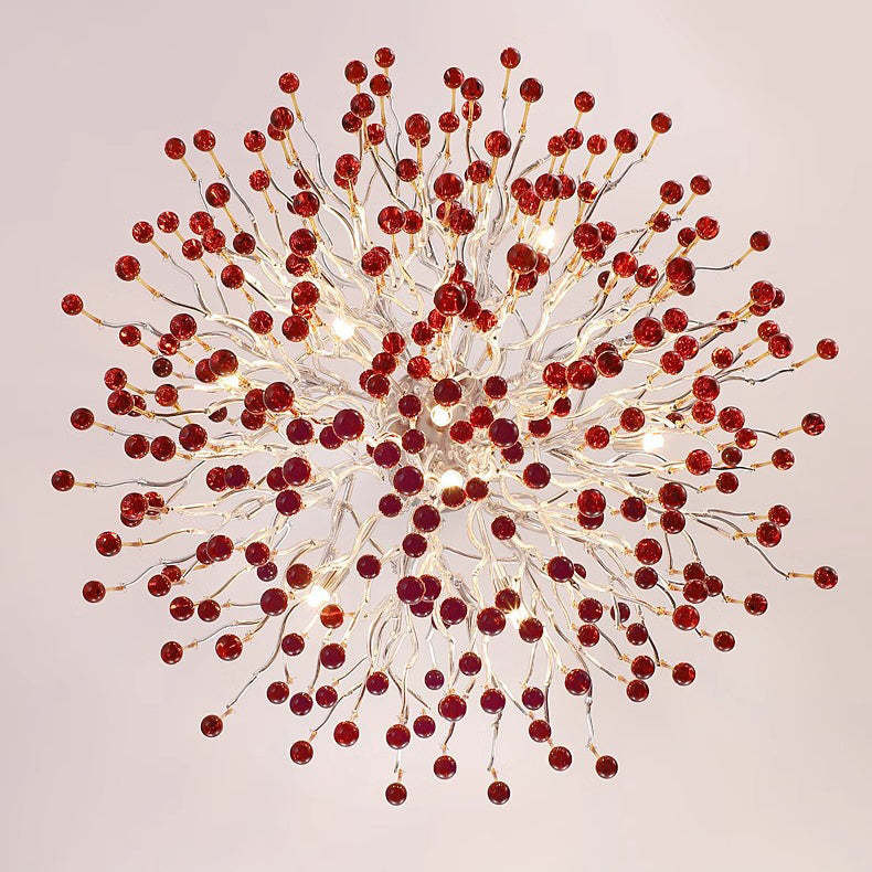 Modern Crystal Glass Aluminum Branch Water Drop Chandelier