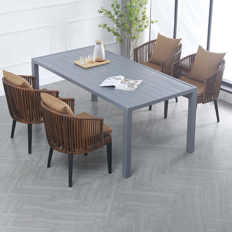 Traditional Farmhouse Rattan Metal Outdoor Dining Chair