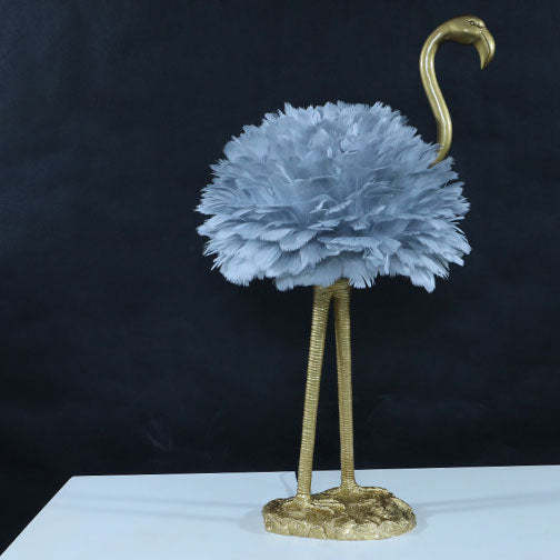 Nordic Goose Feather Metal Flamingo Ball Table Lamp