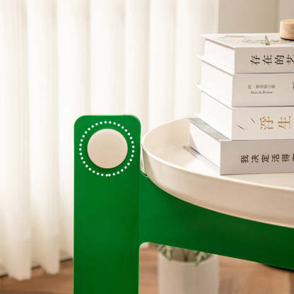 Scandinavian Tray 2-Tier Movable End Table — White Frame + Yellow Tray + Yellow Buckle