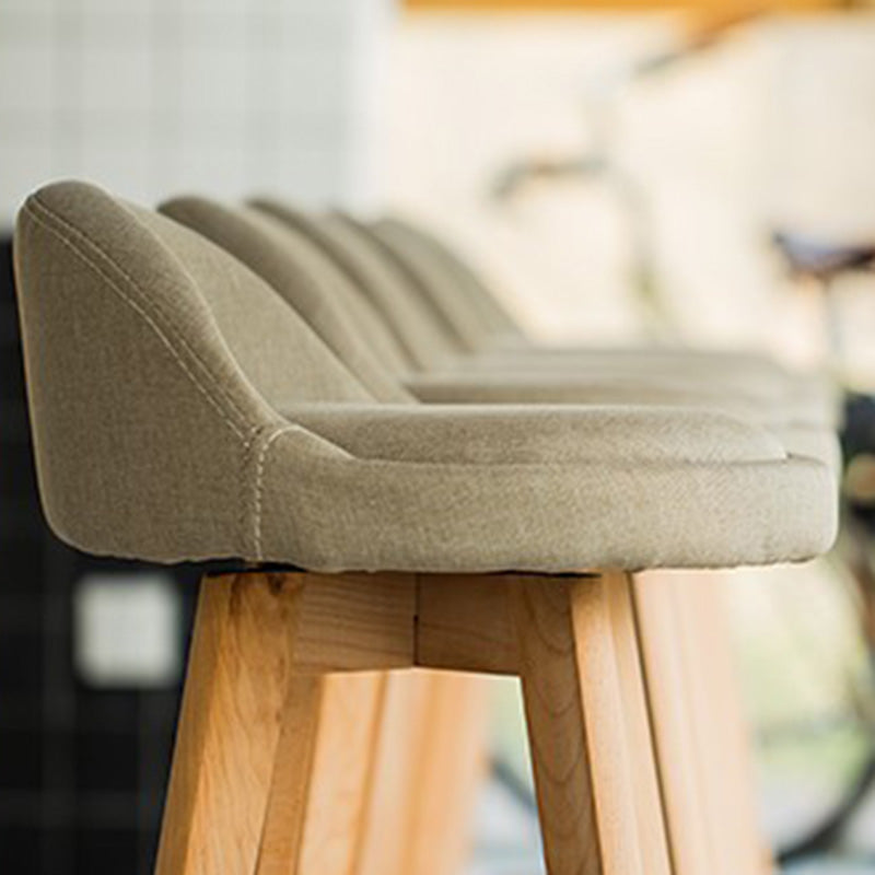 Vintage Round Fabric Wood Swivel Bar Stool