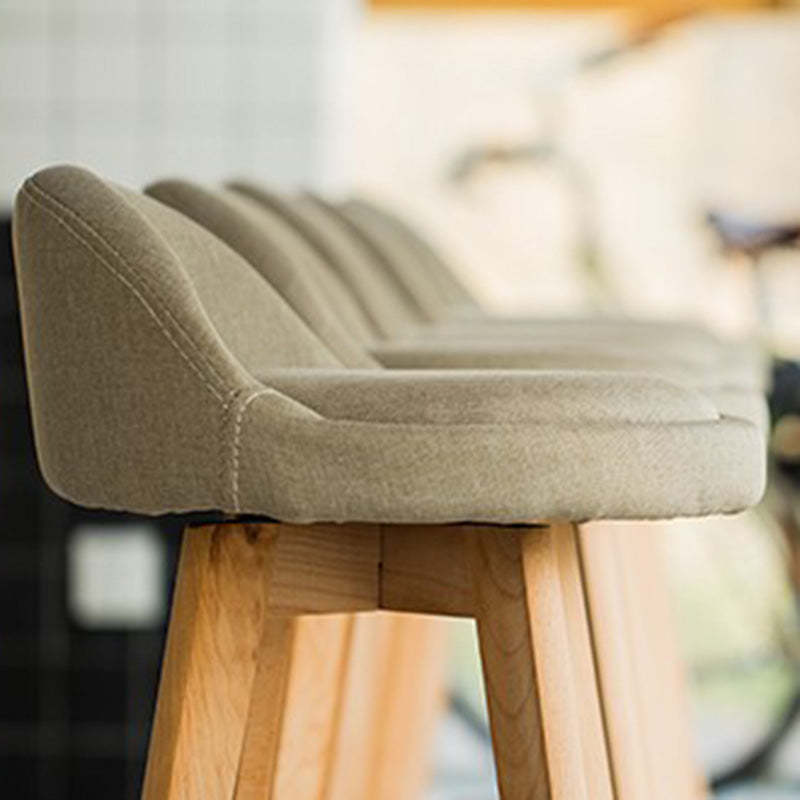 Vintage Round Fabric Wood Swivel Bar Stool