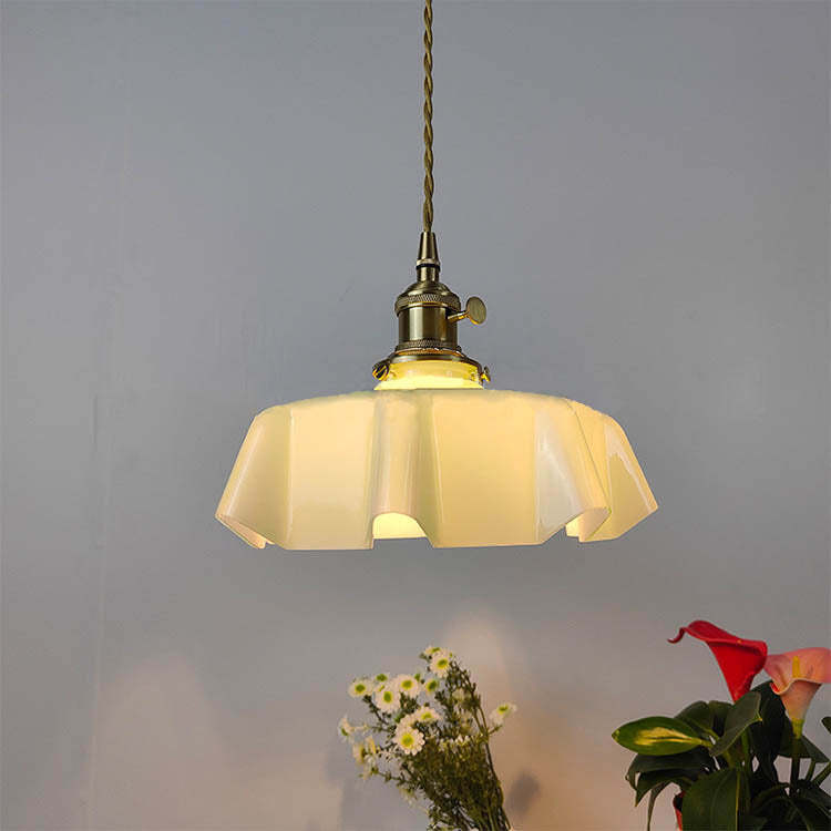 Japanese Cream Petal Glass Pendant Light