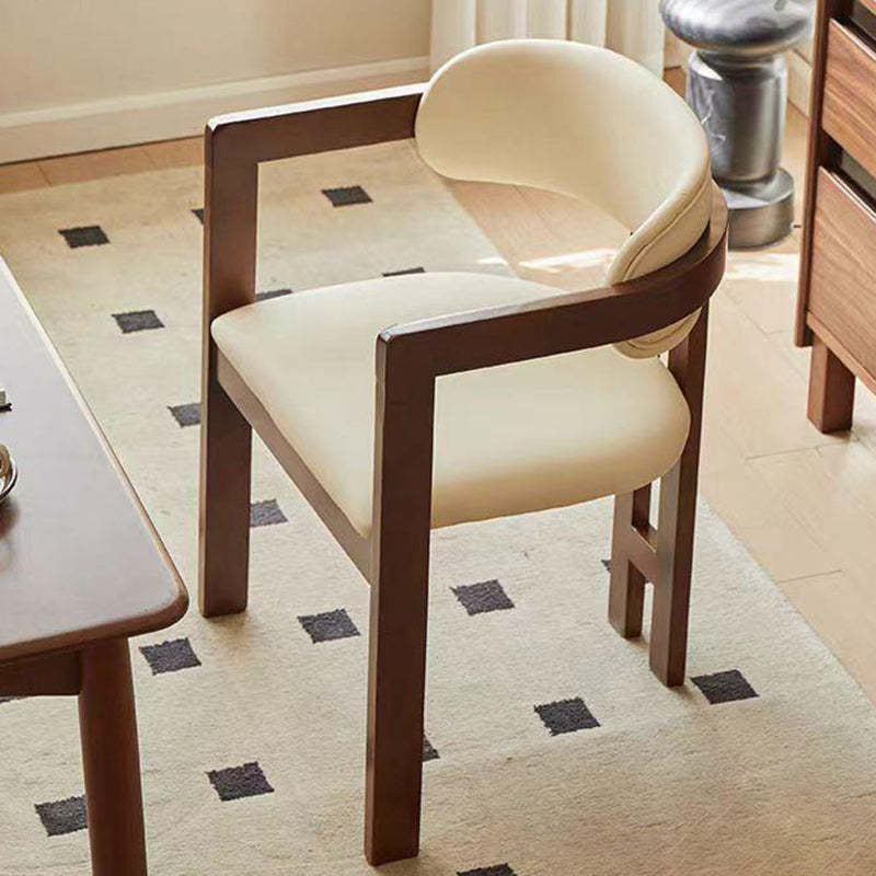 Scandinavian Bent Leather Wood Dining Armchair