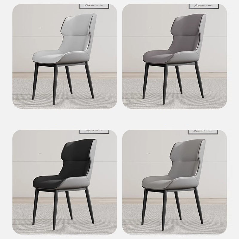 Modern PU Leather Steel Cushion Dining Chair — Black