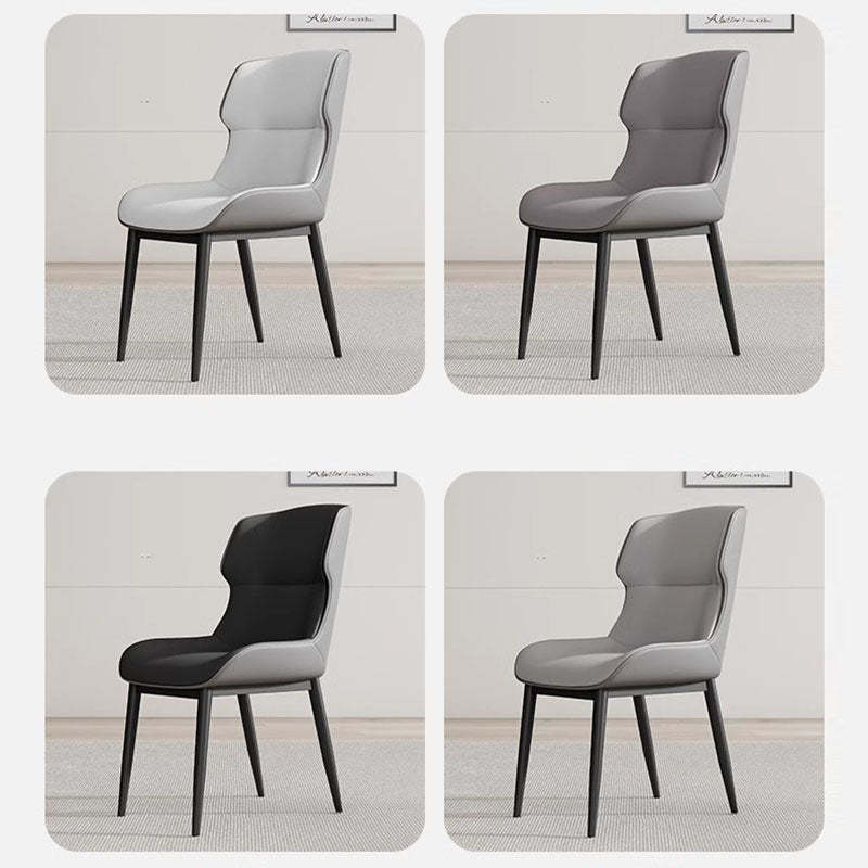 Modern PU Leather Steel Cushion Dining Chair — Black
