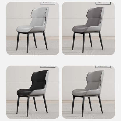 Modern PU Leather Steel Cushion Dining Chair — Black