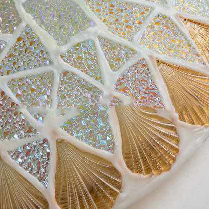 Nordic Vintage Tiffany Shell Glass Flush Mount Light