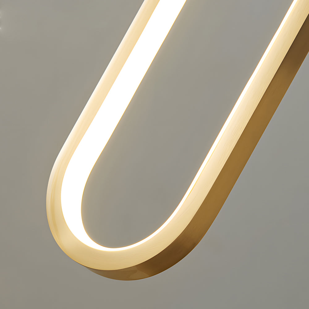Minimalist Long Oval Ring LED Copper Modern Pendant Light