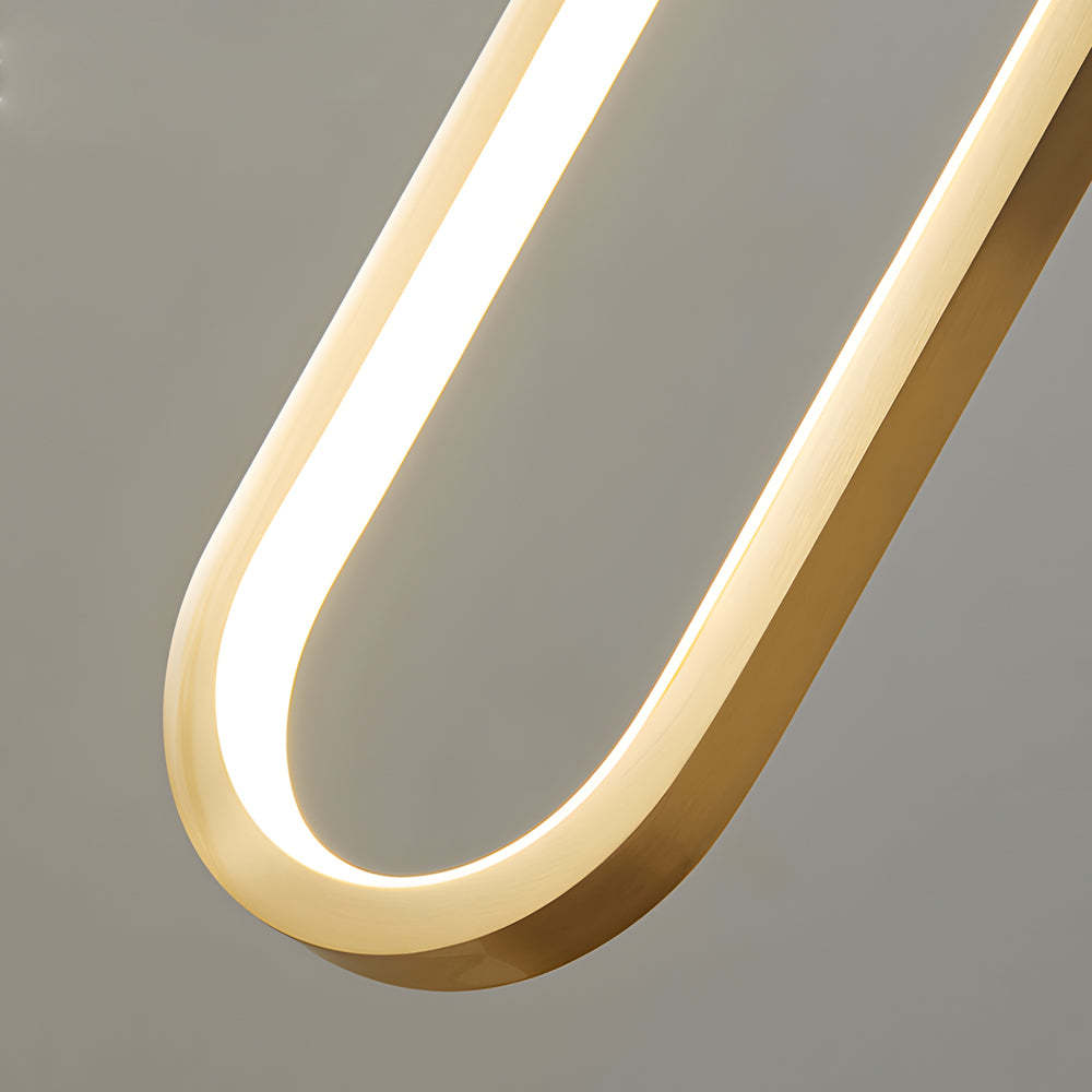 Minimalist Long Oval Ring LED Copper Modern Pendant Light