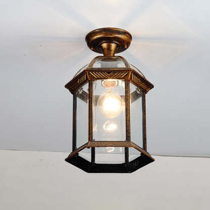 European Outdoor Hexagonal Lantern Waterproof — Bronze / 220V-240V For UK/AU