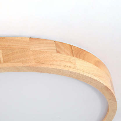 Minimalist Solid Wood Round Tatami LED Flush Mount Light