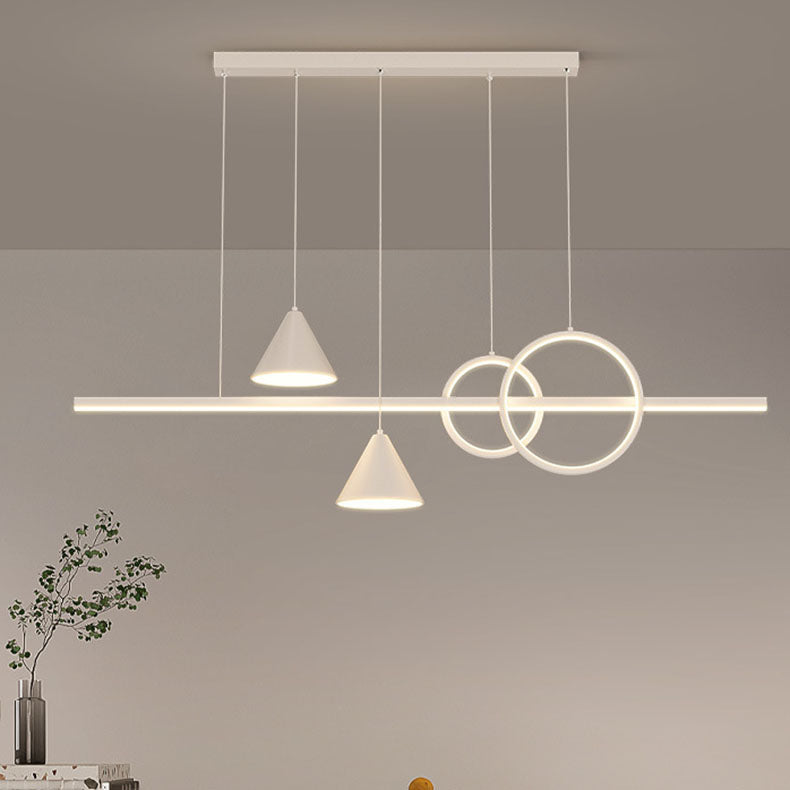 Minimalist Cone Circle Iron Acrylic LED Island Chandelier
