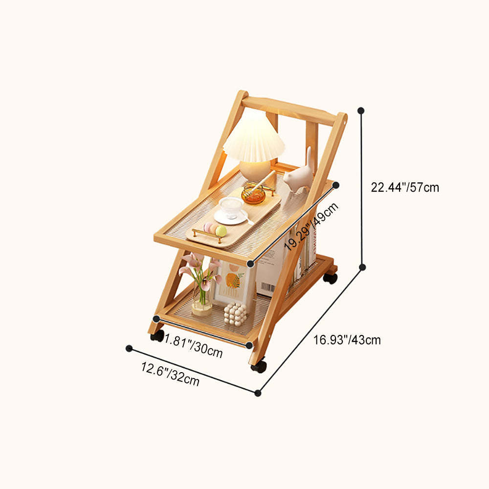 Minimalist Wood Plastic Rattan Acrylic End Table — Wood Color / Acrylic