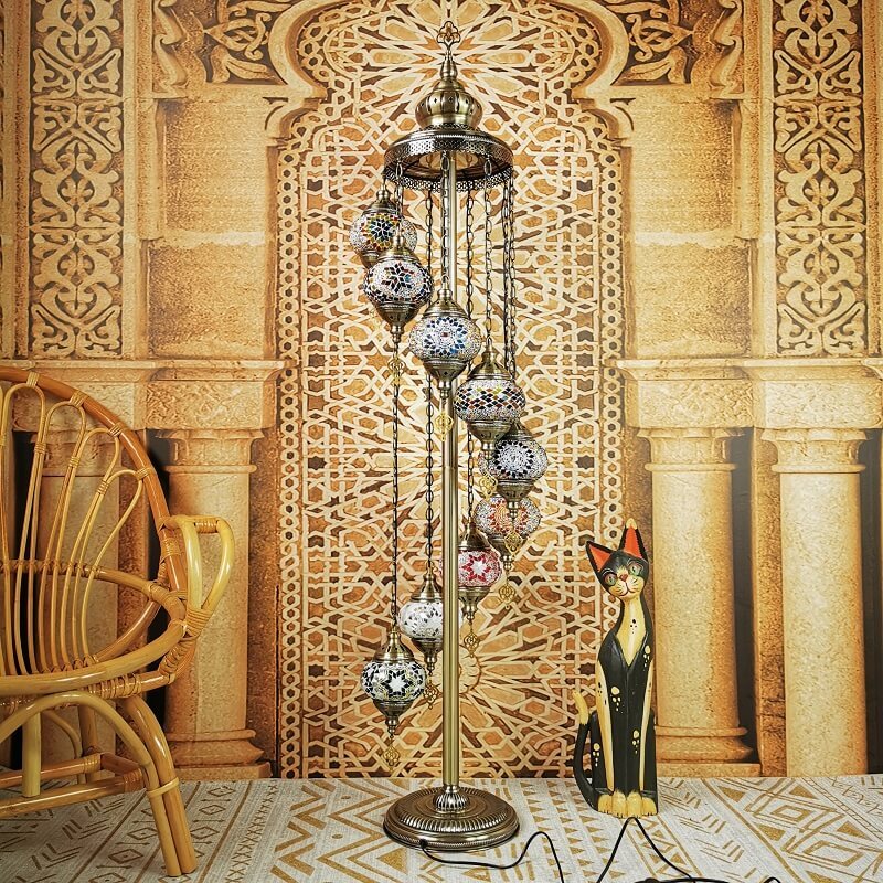 Retro Turkish Moroccan Globe 9-Light Floor Lamp