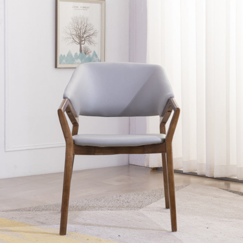 Contemporary Leather Wood Dining Chair
