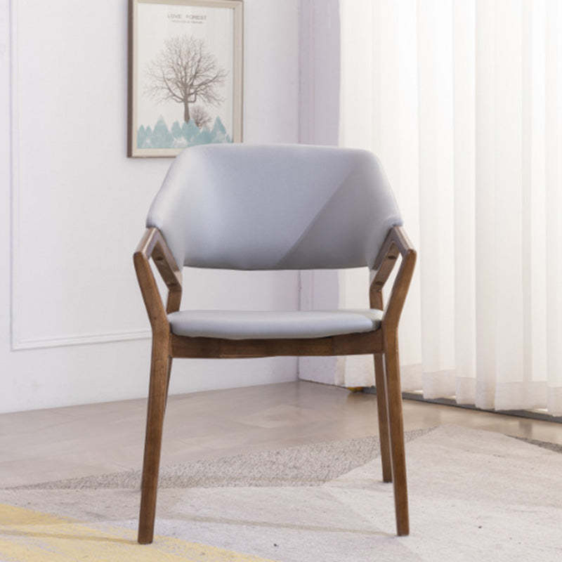 Contemporary Leather Wood Dining Chair