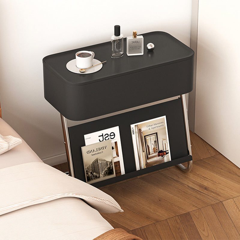Minimalist Stainless Steel Swivel Nightstand 1-Cabinet