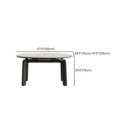 Modern Round Stone Black and White Extendable Dining Table