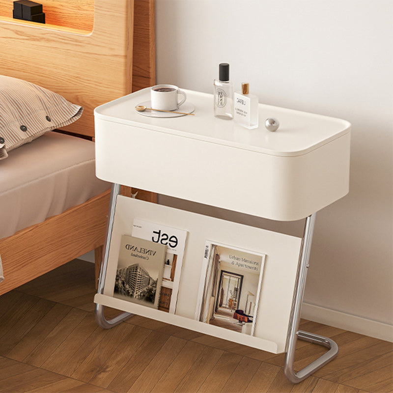 Minimalist Stainless Steel Swivel Nightstand 1-Cabinet